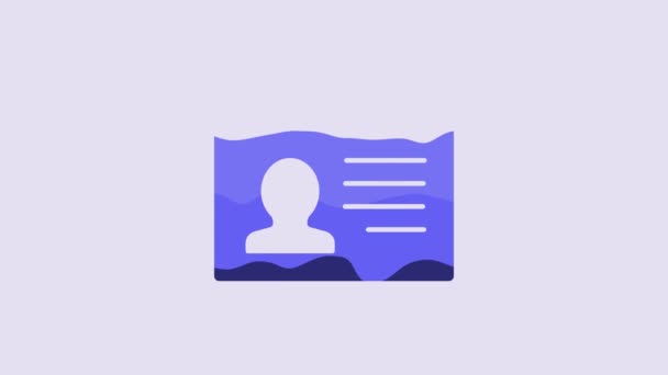 Blue Resume Icon Isolated Purple Background Application Searching Professional Staff — Vídeos de Stock