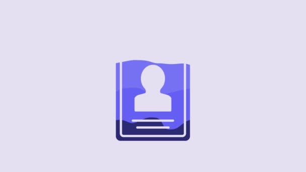 Blue Clipboard Resume Icon Isolated Purple Background Application Curriculum Vitae — Vídeos de Stock