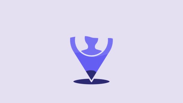 Blue Map Marker Silhouette Person Icon Isolated Purple Background Gps — Vídeo de stock