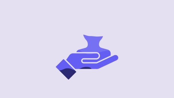 Blue Hand Search People Icon Isolated Purple Background Recruitment Selection — Wideo stockowe