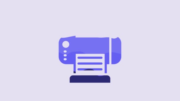 Blue Printer Icon Isolated Purple Background Video Motion Graphic Animation — 비디오