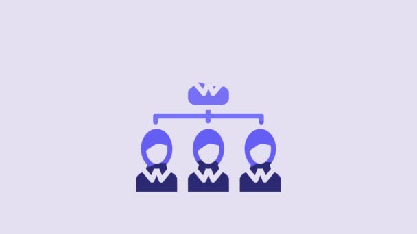Blue Business Hierarchy Organogram Chart Infographics Icon Isolated Purple Background — Vídeo de Stock