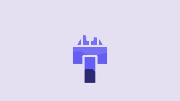 青色のステージスタンドまたは紫色の背景に隔離された議論の表彰台のロストラムアイコン 会議のスピーチ トリビューン 4Kビデオモーショングラフィックアニメーション — ストック動画