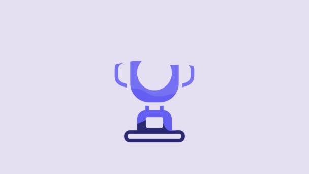 Blue Award Cup Icon Isolated Purple Background Winner Trophy Symbol — Vídeos de Stock