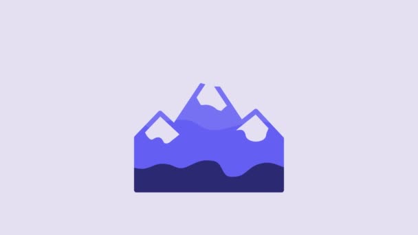 Blue Mountains Com Bandeira Ícone Superior Isolado Fundo Roxo Símbolo — Vídeo de Stock