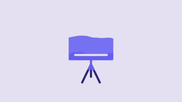 紫色の背景に隔離された青い黒板のアイコン 学校のBlackboardサイン 4Kビデオモーショングラフィックアニメーション — ストック動画