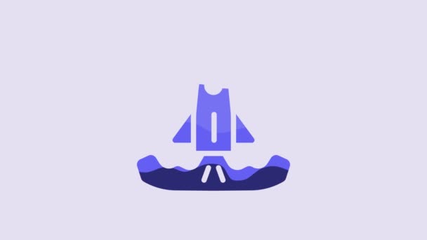 Блакитна Ракетна Ікона Ізольована Фіолетовому Фоні Відеографічна Анімація — стокове відео