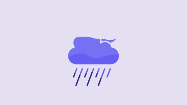 Blue Cloud Rain Moon Icon Isolated Purple Background Rain Cloud — Stock Video