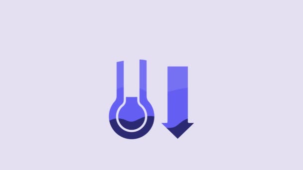 Blue Meteorology Thermometer Measuring Icon Isolated Purple Background Thermometer Equipment — Stockvideo
