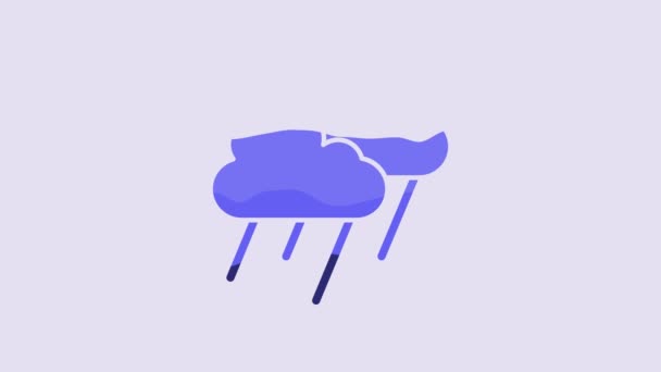 Blue Cloud Rain Icon Isolated Purple Background Rain Cloud Precipitation — ストック動画