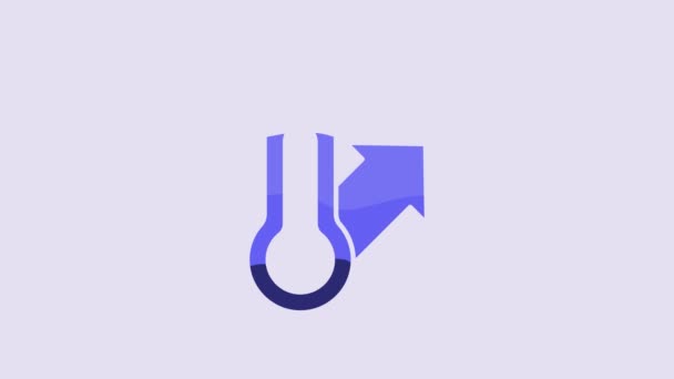 Blue Meteorology Thermometer Measuring Icon Isolated Purple Background Thermometer Equipment — Wideo stockowe