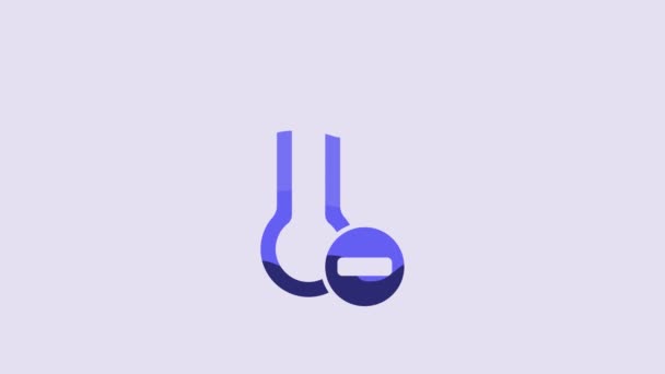 Blue Meteorology Thermometer Measuring Icon Isolated Purple Background Thermometer Equipment — Video Stock