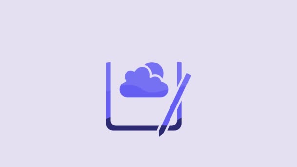 Blue Weather Forecast Icon Isolated Purple Background Video Motion Graphic — Wideo stockowe