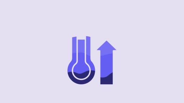 Blue Meteorology Thermometer Measuring Icon Isolated Purple Background Thermometer Equipment — Vídeo de Stock