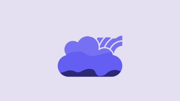 Blue Rainbow Clouds Icon Isolated Purple Background Video Motion Graphic — Vídeos de Stock