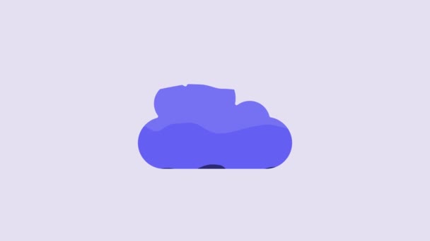 Blue Cloud Icon Isolated Purple Background Video Motion Graphic Animation — Stockvideo