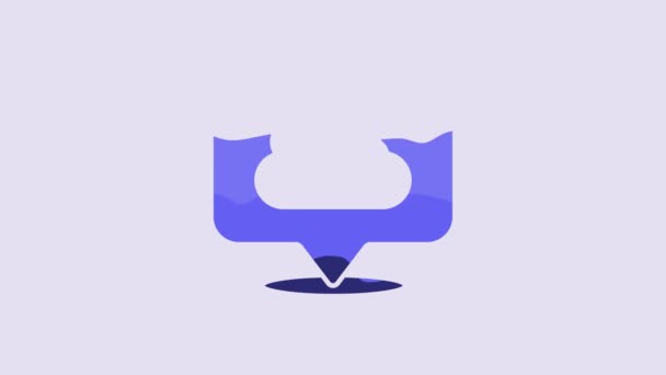 Icône Nuage Emplacement Bleu Isolé Sur Fond Violet Animation Graphique — Video