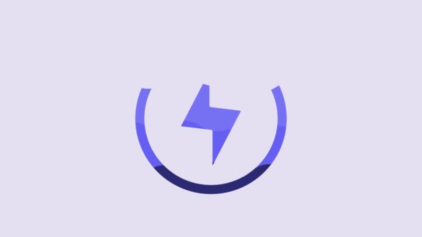 Blue Lightning Bolt Icon Isolated Purple Background Flash Sign Charge — Vídeo de stock