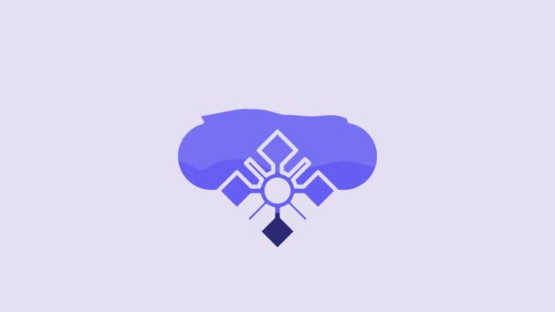 Блакитна Хмара Піктограмою Снігу Ізольована Фіолетовому Фоні Хмара Сніжинками Піктограма — стокове відео