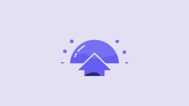Icono Del Amanecer Azul Aislado Sobre Fondo Púrpura Animación Gráfica — Vídeo de stock