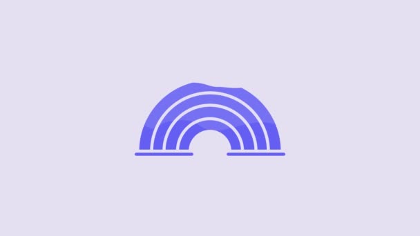 Blue Rainbow Icon Isolated Purple Background Video Motion Graphic Animation — Vídeos de Stock