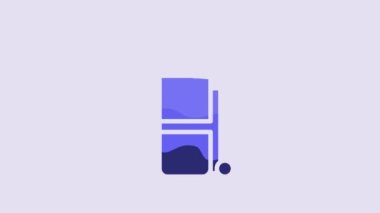 Blue Golf bag with clubs icon isolated on purple background. 4K Video motion graphic animation.