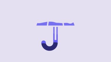 Blue Classic elegant opened umbrella icon isolated on purple background. Rain protection symbol. 4K Video motion graphic animation.