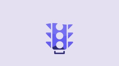 Blue Traffic light icon isolated on purple background. 4K Video motion graphic animation.