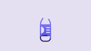 Blue Bottle of water icon isolated on purple background. Soda aqua drink sign. 4K Video motion graphic animation.