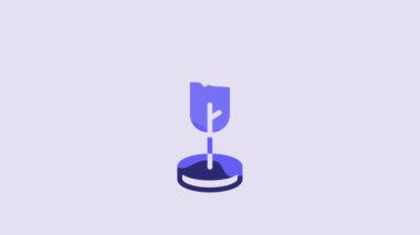 Blue Tree icon isolated on purple background. Forest symbol. 4K Video motion graphic animation.