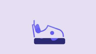 Blue Bumper car icon isolated on purple background. Amusement park. Childrens entertainment playground, recreation park. 4K Video motion graphic animation.