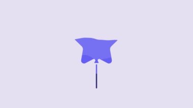 Blue Balloon with ribbon icon isolated on purple background. Happy Easter. 4K Video motion graphic animation.