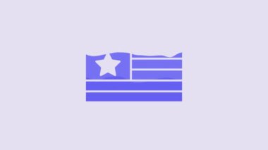 Blue American flag icon isolated on purple background. Flag of USA. United States of America. 4K Video motion graphic animation.