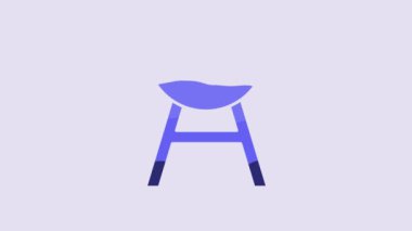 Blue Barbecue grill icon isolated on purple background. BBQ grill party. 4K Video motion graphic animation.