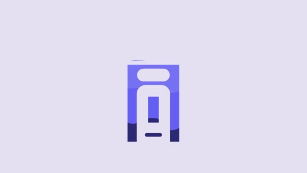 紫色の背景に隔離されたブルーロンドンの電話ブースアイコン ロンドンの古典的な英語ブース電話 英語の電話ボックス 4Kビデオモーショングラフィックアニメーション — ストック動画