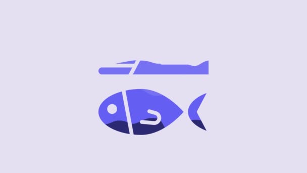 Blue Fish Chips Icon Isolated Purple Background Video Motion Graphic — Stok video