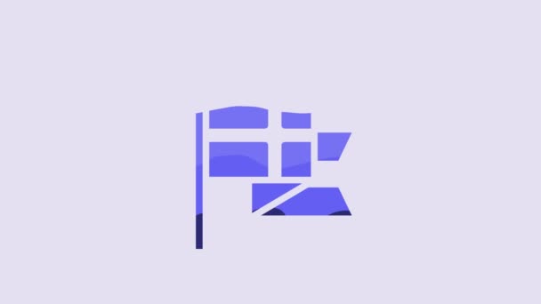 Голубой Флаг Англии Значке Флагштока Фиолетовом Фоне Видеографическая Анимация — стоковое видео