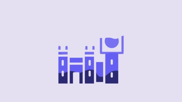 Blue Big Ben Tower Icon Isolated Purple Background Symbol London — Stock videók