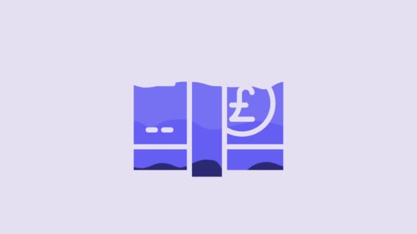 Blue Pound Sterling Money Icon Isolated Purple Background Pound Gbp — Vídeo de Stock