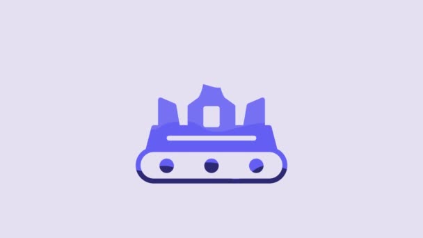 Blue British Crown Icon Isolated Purple Background Video Motion Graphic — Stockvideo