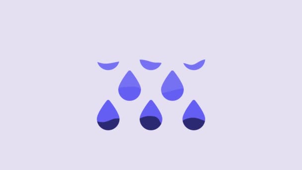 Blue Water Drop Icon Isolated Purple Background Video Motion Graphic — Video