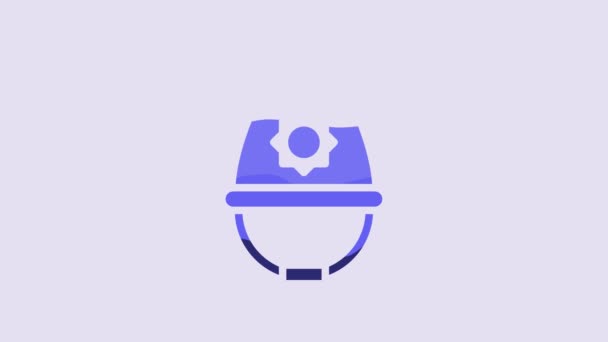 Icono Azul Del Casco Policía Británica Aislado Sobre Fondo Púrpura — Vídeo de stock