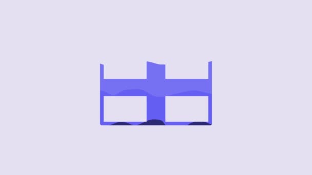 Blauwe Vlag Van Engeland Pictogram Geïsoleerd Paarse Achtergrond Video Motion — Stockvideo