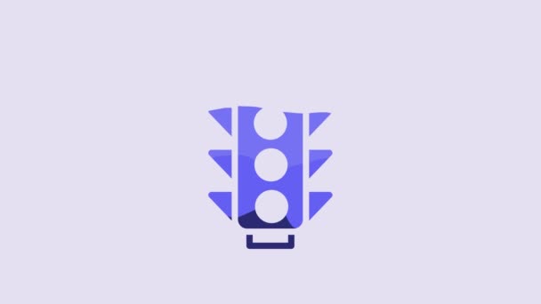 Blue Traffic Light Icon Isolated Purple Background Video Motion Graphic — Vídeo de Stock