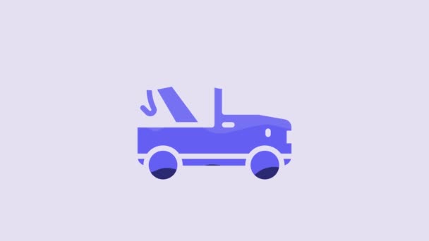 Niebieski Holownik Ikona Ciężarówki Izolowane Fioletowym Tle Animacja Graficzna Ruchu — Wideo stockowe