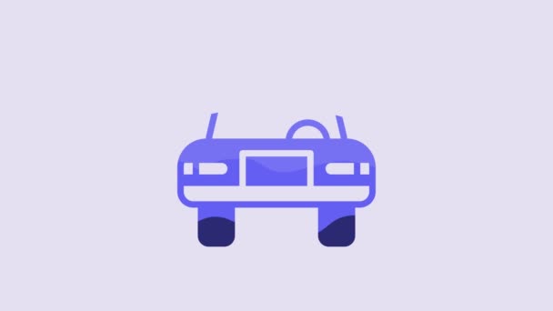 Blue Police Car Police Flasher Icon Isolated Purple Background Emergency — Vídeo de Stock