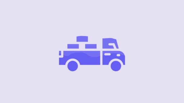 Camion Livraison Bleu Avec Boîtes Carton Derrière Icône Isolée Sur — Video