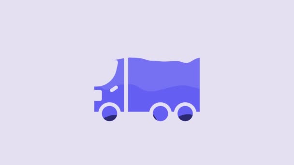 Blue Delivery Cargo Truck Vehicle Icon Isolated Purple Background Video — 비디오