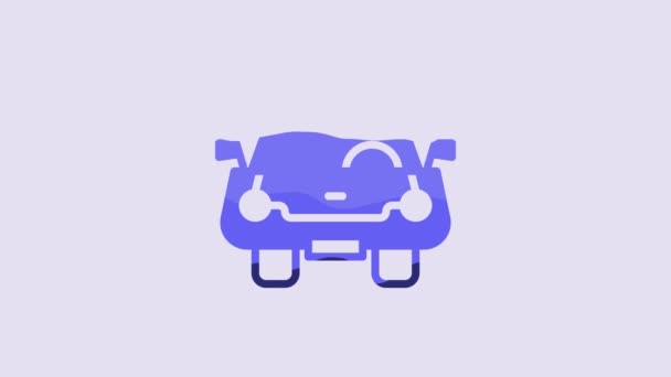 Иконка Синего Автомобиля Выделена Фиолетовом Фоне Вид Спереди Видеографическая Анимация — стоковое видео