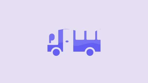 Blue Bus Icon Isolated Purple Background Transportation Concept Bus Tour — Vídeo de Stock